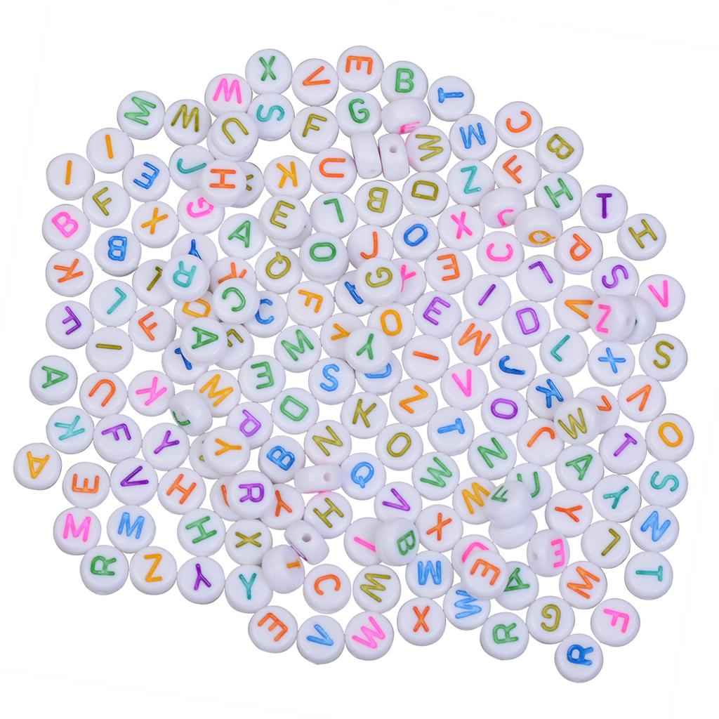 200 Pcs Colorful Acrylic Beads Charm Alphabet Letter Bead DIY Jewelry 3 # White Colorful Letters