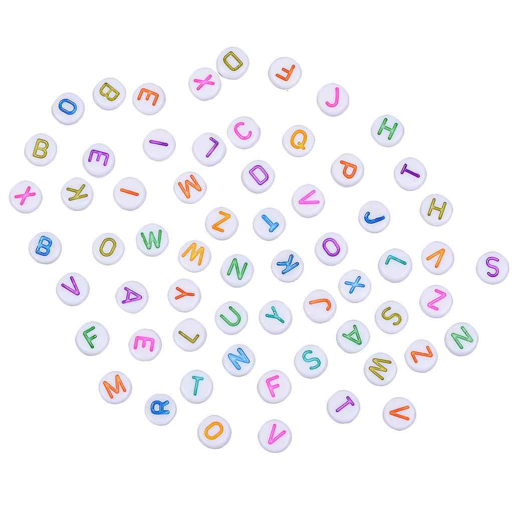200 Pcs Colorful Acrylic Beads Charm Alphabet Letter Bead DIY Jewelry 3 # White Colorful Letters