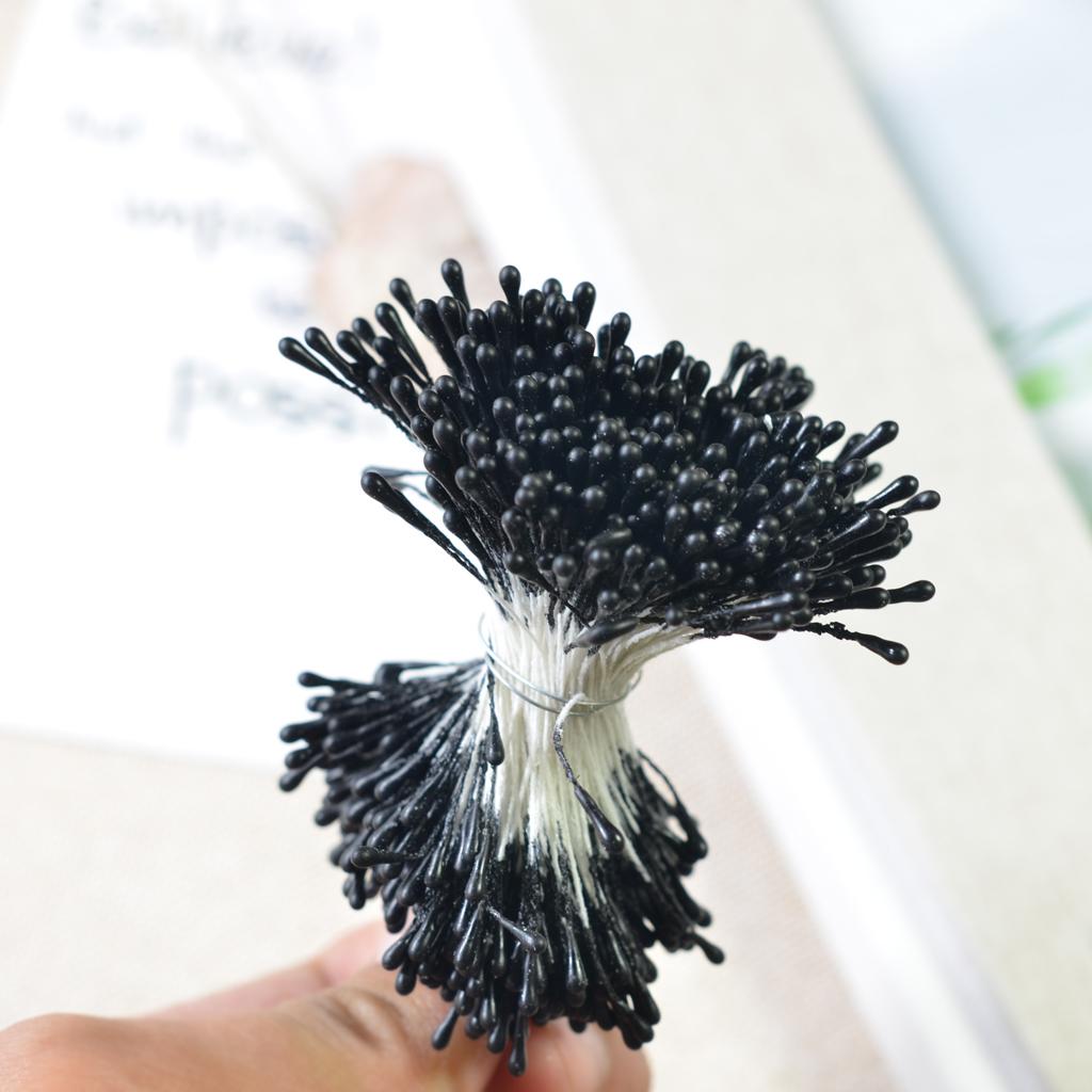 3x1 Bundle Artificial Matte Double Heads Flower Stamen Pistil black