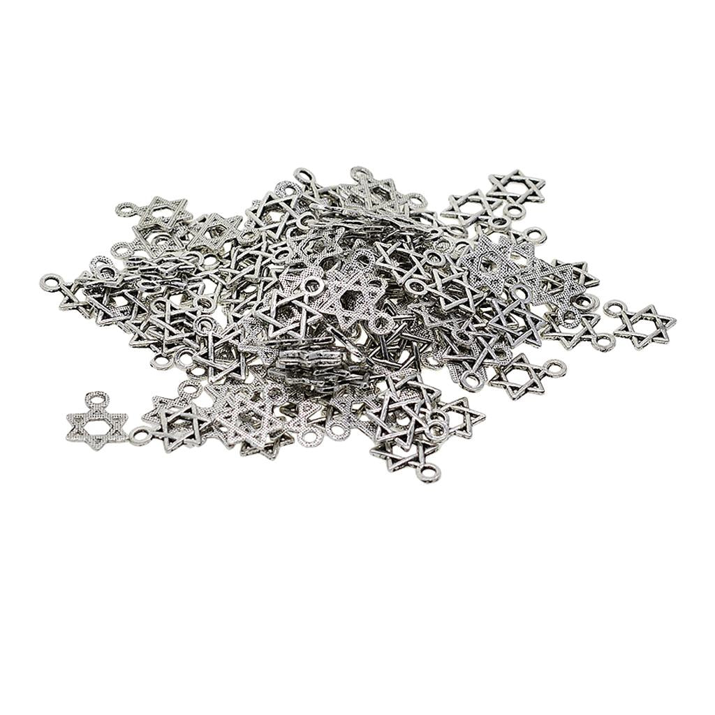 3x100 Pieces Tibetan Silver Star of David Jewelry Making Charms Pendant Craft