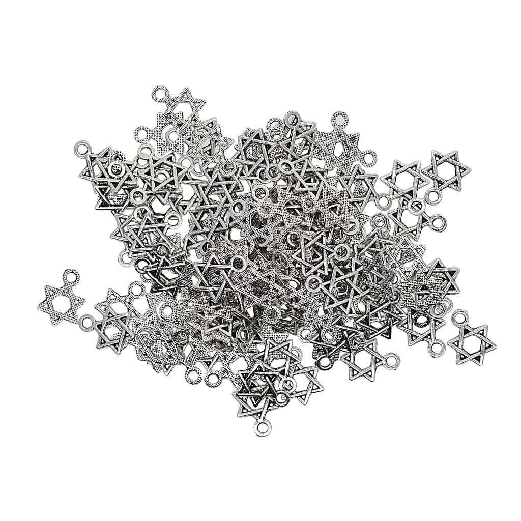 3x100 Pieces Tibetan Silver Star of David Jewelry Making Charms Pendant Craft