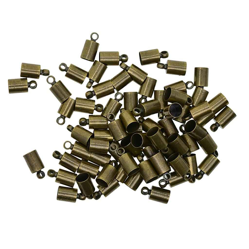 50 Pieces Brass Cord Ends, Leather Cord End Cap, Necklace Cord End Tip Caps, 2mm hole, 5.8mm inner diameter, 6x10mm, Antique Bronze