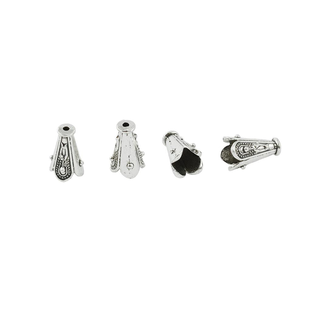5x100 Pieces Tibetan Silver Bump Caps Flower Focal Tassel Necklace Jewelry DIY