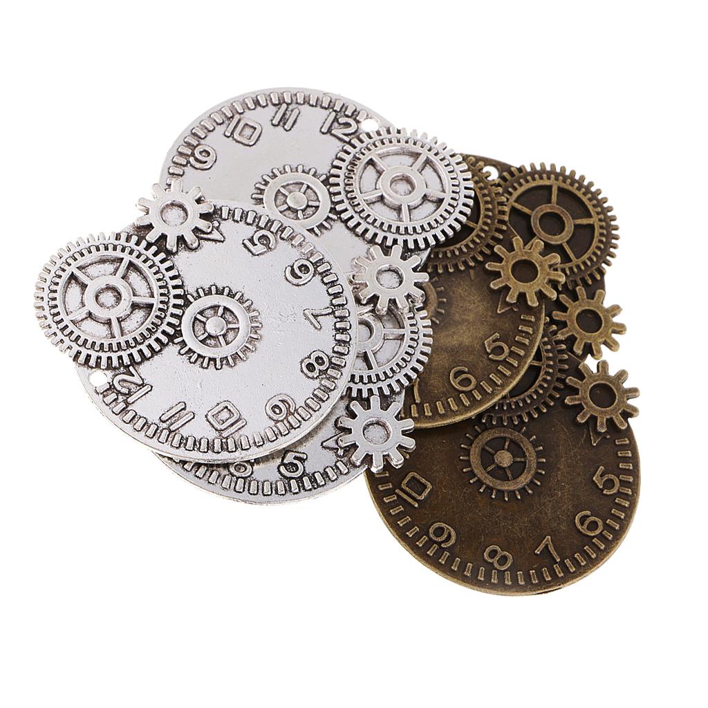 2x6 Pieces Antique Steampunk Gears Charms Clock Watch Wheel Gear for Crafting
