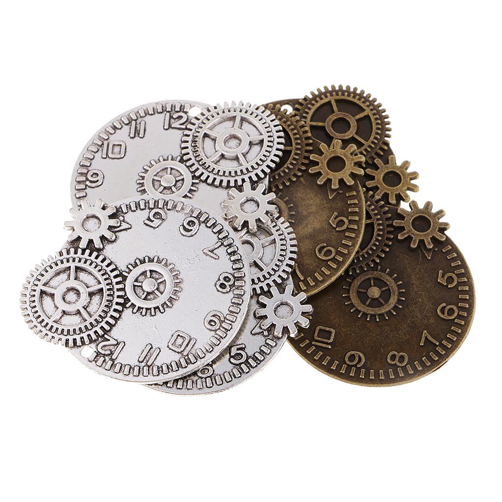 2x6 Pieces Antique Steampunk Gears Charms Clock Watch Wheel Gear for Crafting