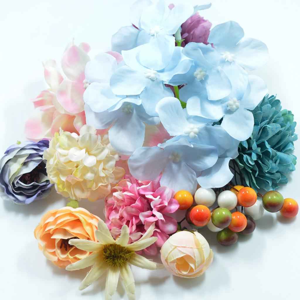 10 Pieces Assorted Artificial Flowers Heads for DIY Women Girls Headband Hairband