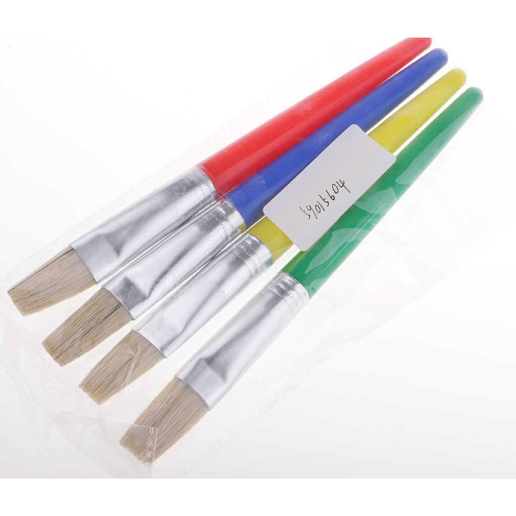 2x4x Flat Brush Kid Artist Paint Brushes Set Watercolor Acrylic Oil Painting