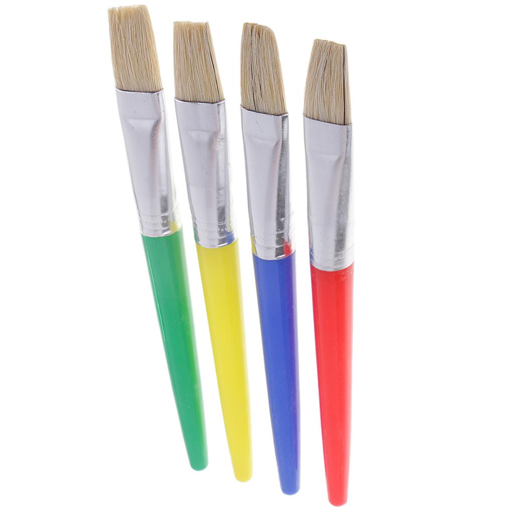 2x4x Flat Brush Kid Artist Paint Brushes Set Watercolor Acrylic Oil Painting