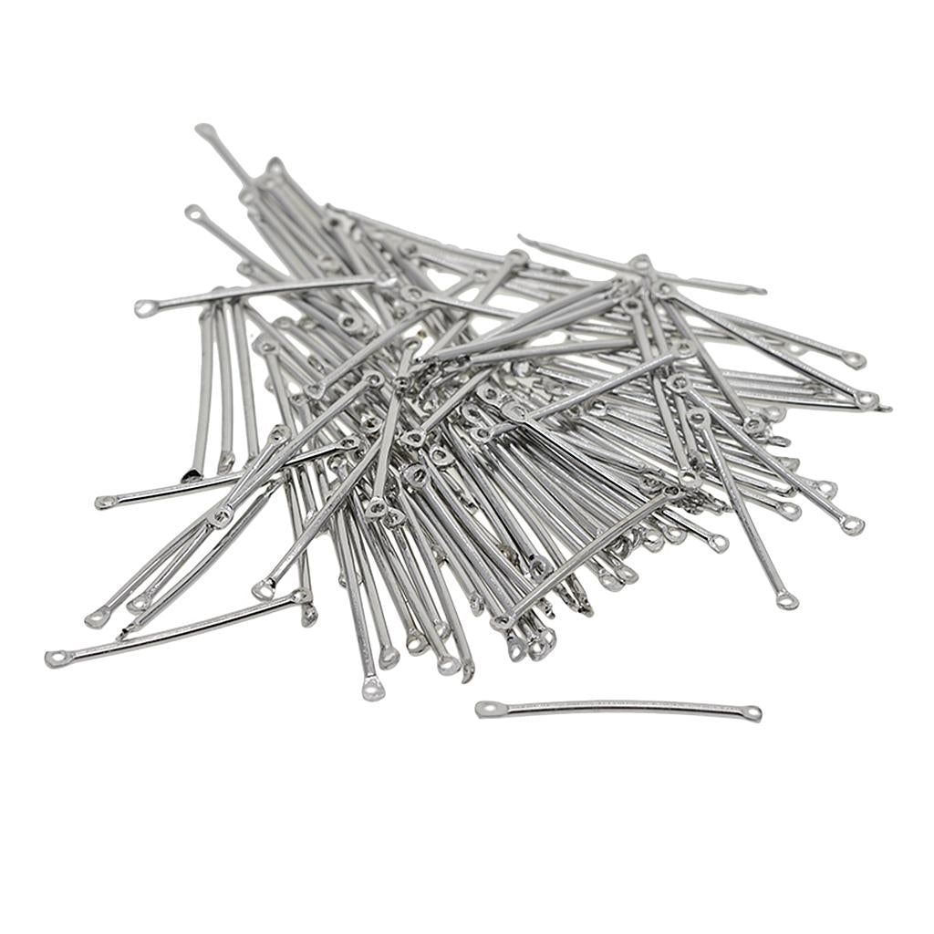 3x100 Pieces Silver Metal Bar Straight Connector Dangle Charms DIY Making 25mm