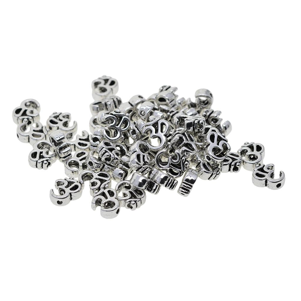 3x50 Pieces Antique Silver Om Charms Meditation Jewelry Yoga Spacer Beads