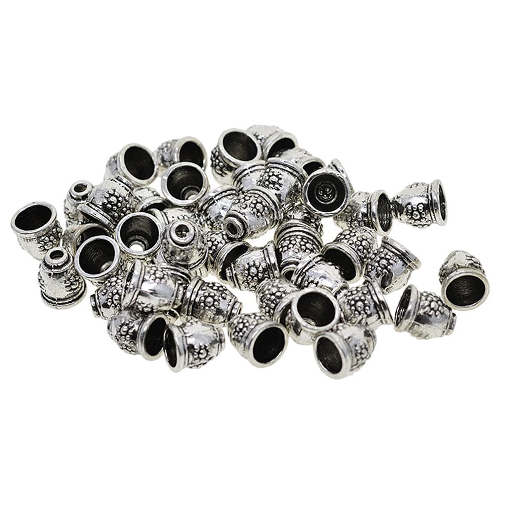 4x50 Pieces Daisy Patterned Beads Cap Tassel End Cap Jewelry Making Findings