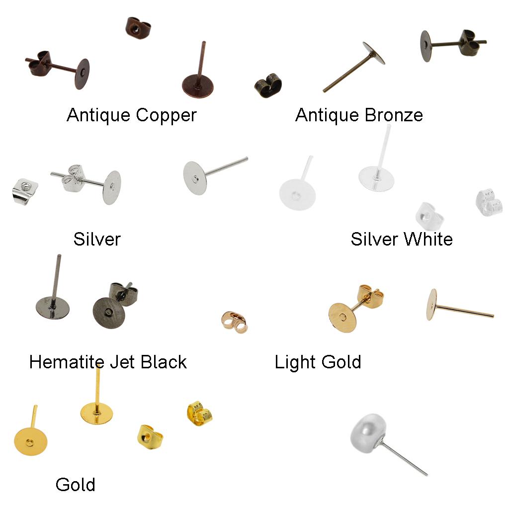 4x100 Sets 6mm Iron Earring Posts and Backs DIY Earrings Findings Silver