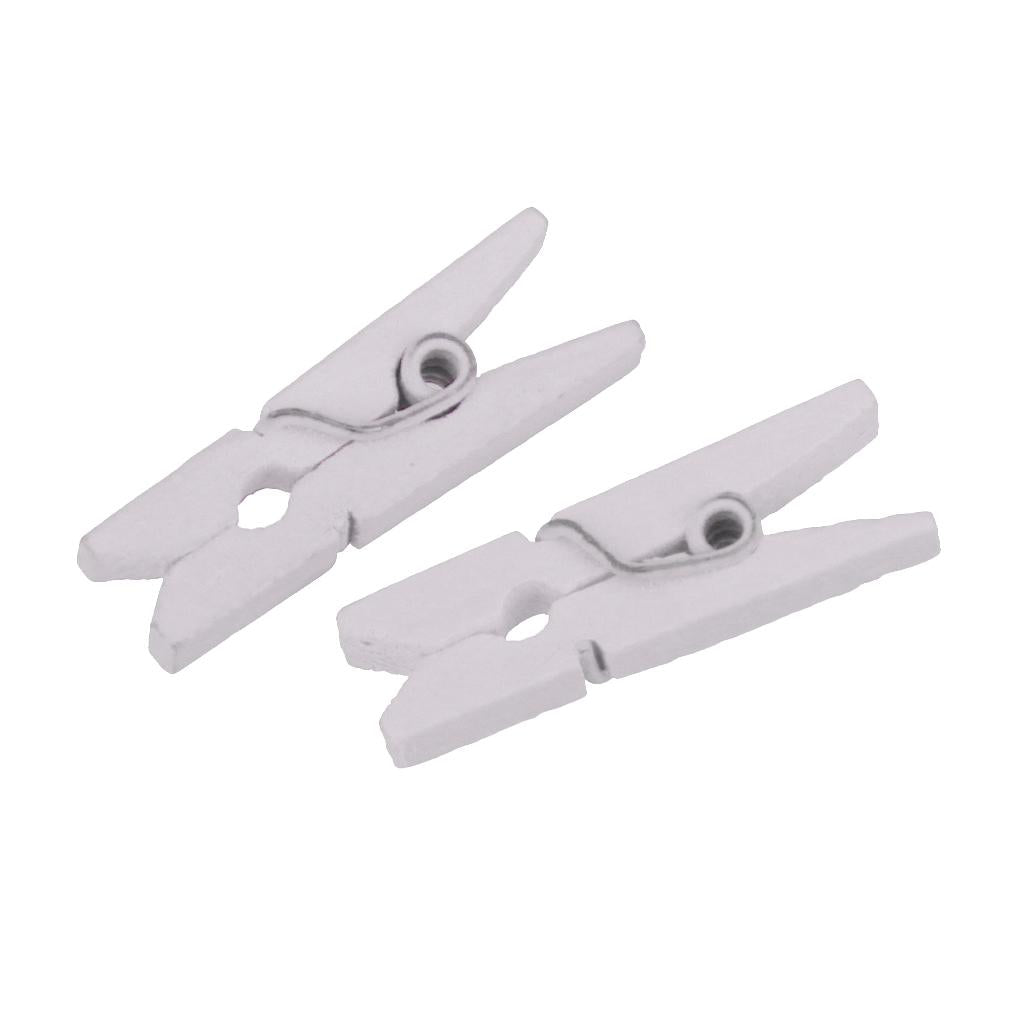 2x100 Pieces White Mini Wooden Clothes Photo Paper Peg Clothespin Craft Clips