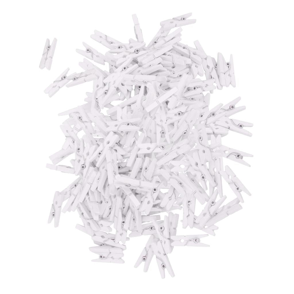 2x100 Pieces White Mini Wooden Clothes Photo Paper Peg Clothespin Craft Clips