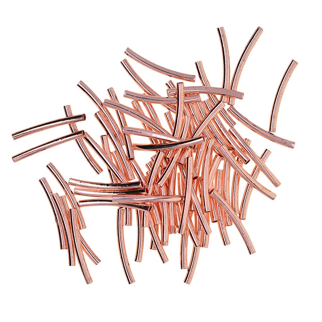 3x50pcs Beading Tube Beads Smooth Tube Finding Jewelry Making DIY Rose Gold