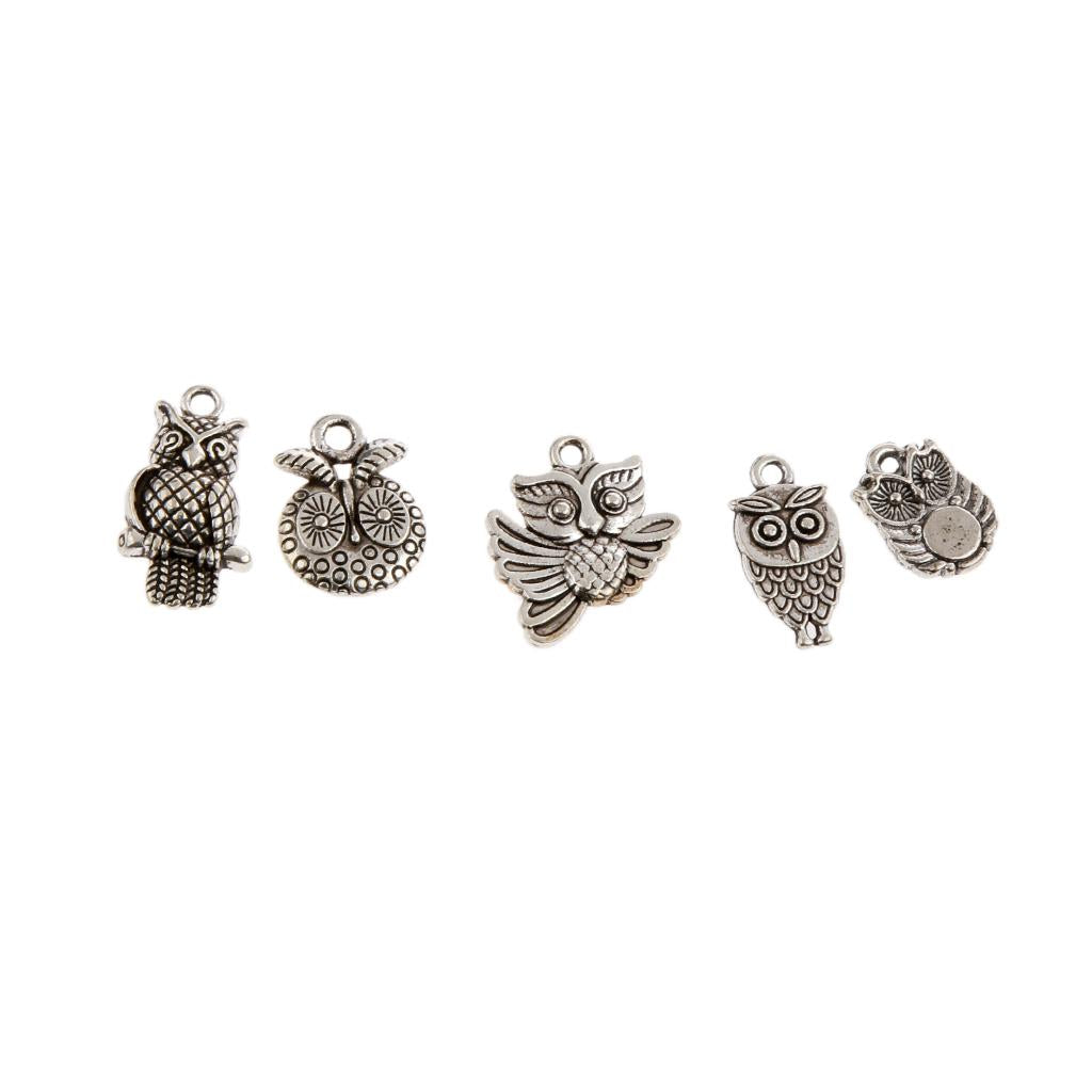 2x50 Pieces Tibetan Silver Owl Charms Pendant Bead DIY Jewelry Making Crafting