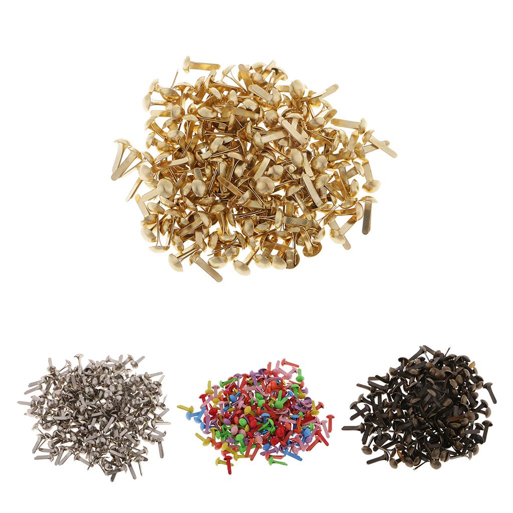 800pcs Assorted Color Metal Round Head Brads Paper Craft Scrapbook Fasteners