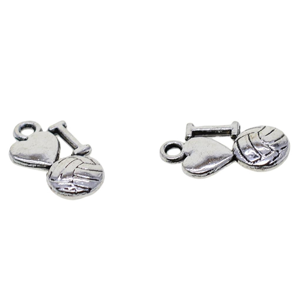 2x50Pc Beaded Tibetan Silver Love Shape Charms Pendant Jewelry Findings Making