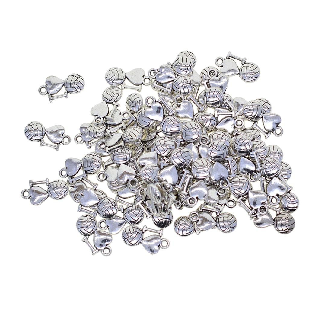 4x50Pc Beaded Tibetan Silver Love Shape Charms Pendant Jewelry Findings Making