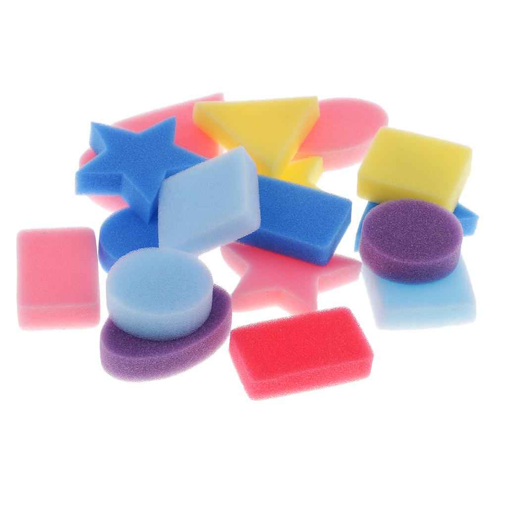 18 Pieces Multi Colors Sponge Painting Shapes Painting Craft Sponge Geometric Shapes for Toddlers Early Learning Sponge for Kids Painting Tools
