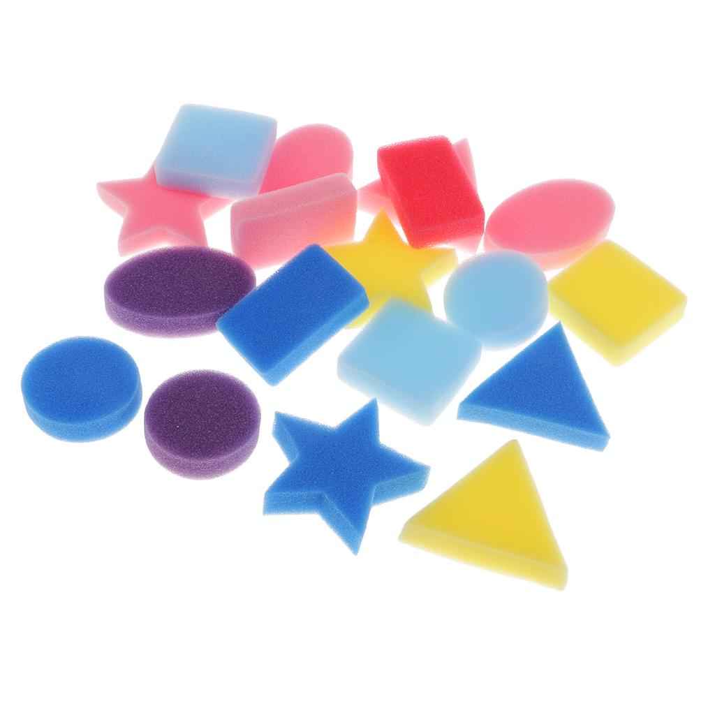 18 Pieces Multi Colors Sponge Painting Shapes Painting Craft Sponge Geometric Shapes for Toddlers Early Learning Sponge for Kids Painting Tools