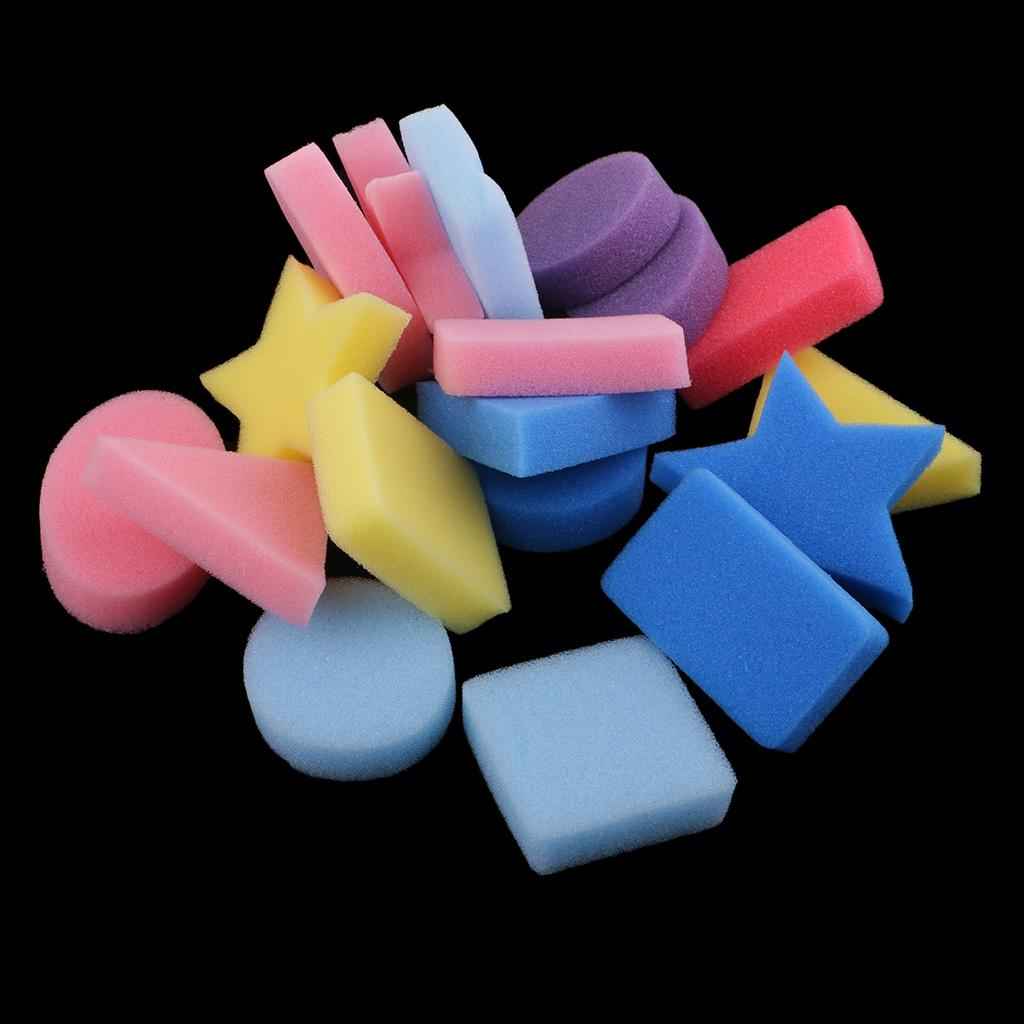 18 Pieces Multi Colors Sponge Painting Shapes Painting Craft Sponge Geometric Shapes for Toddlers Early Learning Sponge for Kids Painting Tools