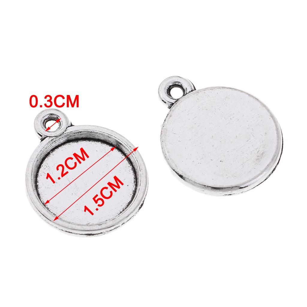 3x50 Pieces Blank Round Cabochon Bezel Settings Pendants Charms Base Silver