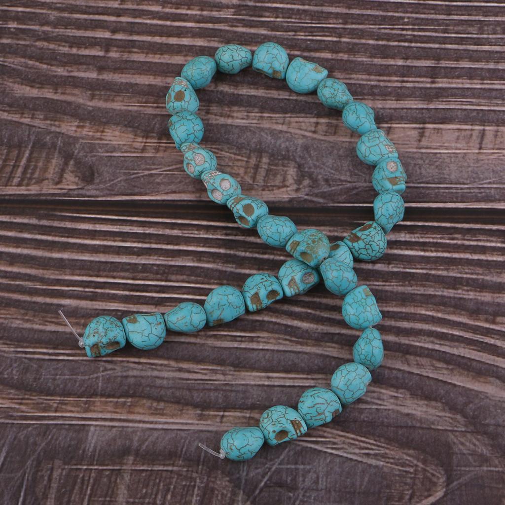 2xTurquoise Loose Bead Gemstone Skull Spacer Bead for DIY Jewelry Making Craft