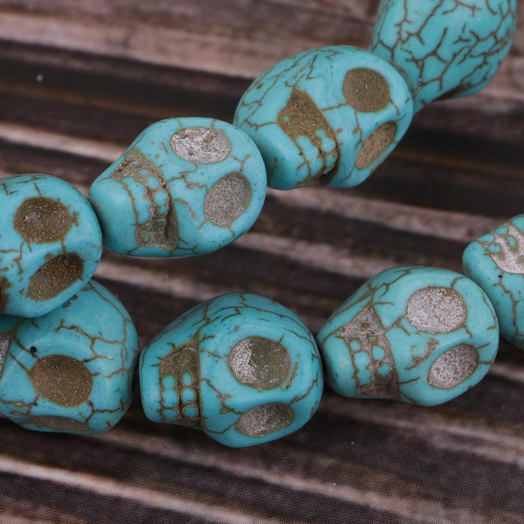 4xTurquoise Loose Bead Gemstone Skull Spacer Bead for DIY Jewelry Making Craft
