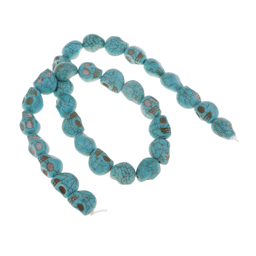 4xTurquoise Loose Bead Gemstone Skull Spacer Bead for DIY Jewelry Making Craft