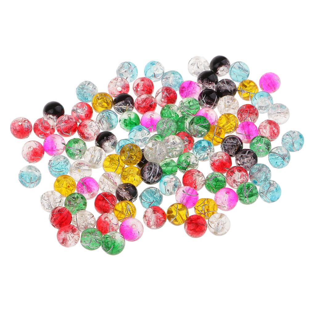 4x100Pcs Glass Round Spacer Loose Beads 8cm for Jewelry Making Findings