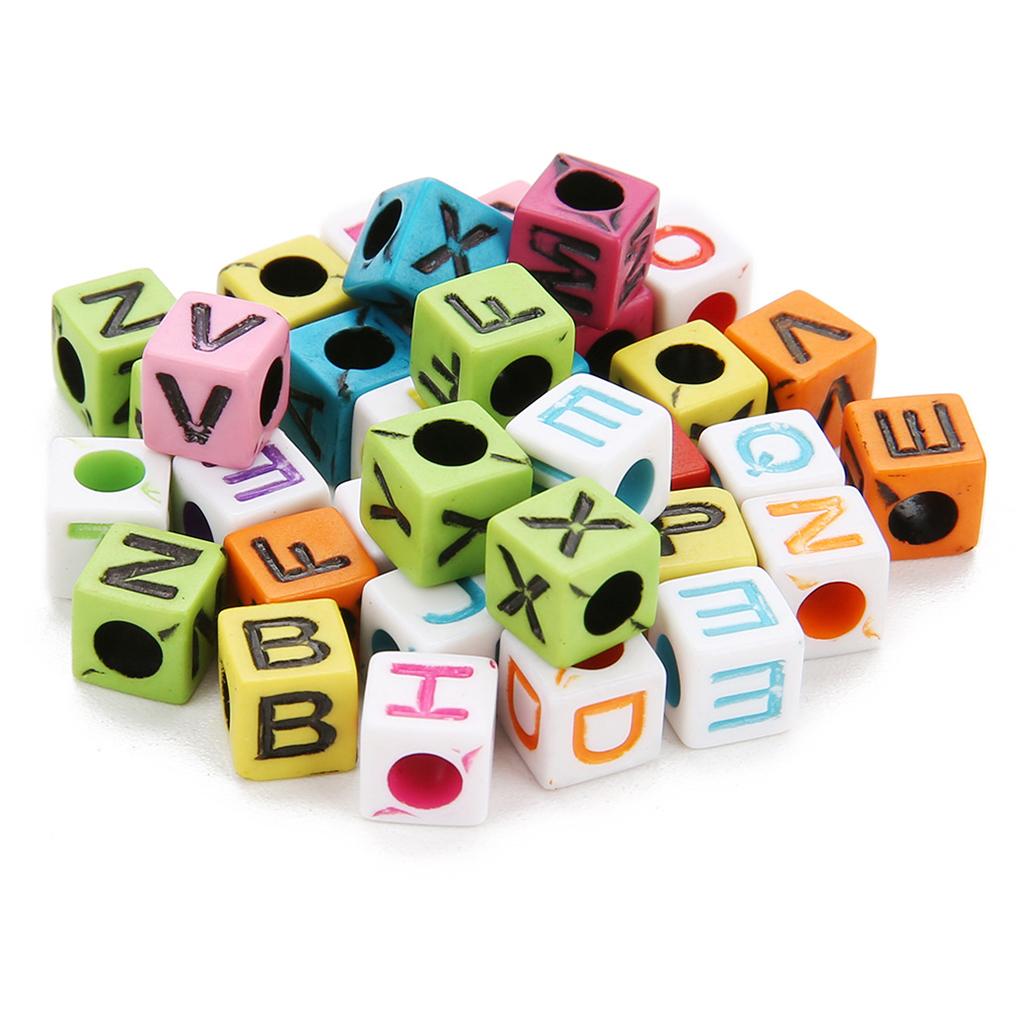 4x200Pcs Acrylic Alphabet Letter Bead Large Hole Loose Bead DIY Jewelry Making
