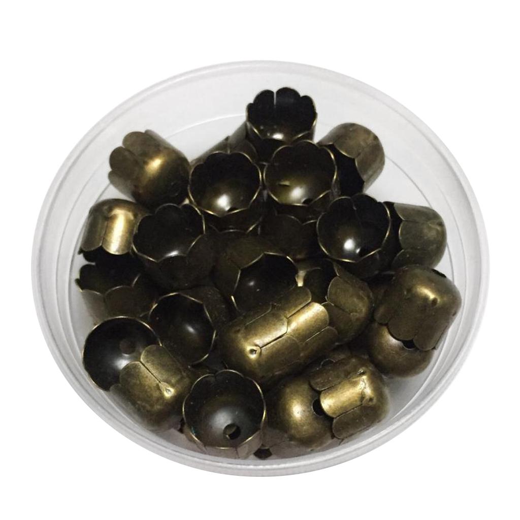 3x45Pcs End Caps Jewelry Iron 10mm Cord End Cap Findings Antique Bronze