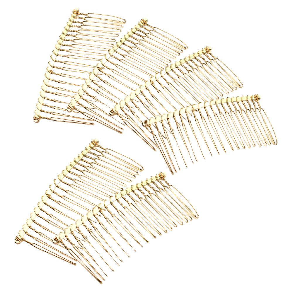 4x6pcs DIY Blank Metal Hair Clips Side Comb 20 Teeth Hair Accessories Gold