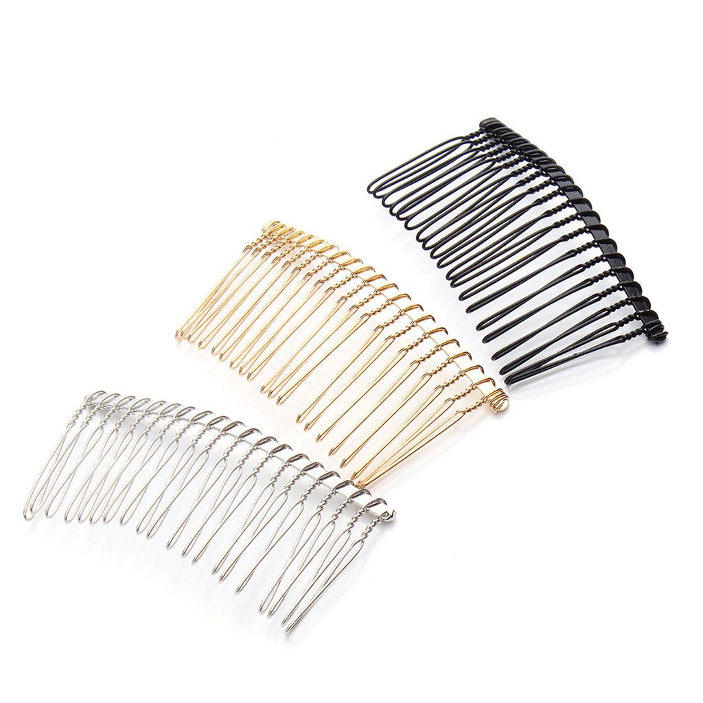 2x6pcs DIY Blank Metal Hair Clips Side Comb 20 Teeth Hair Accessories Gold