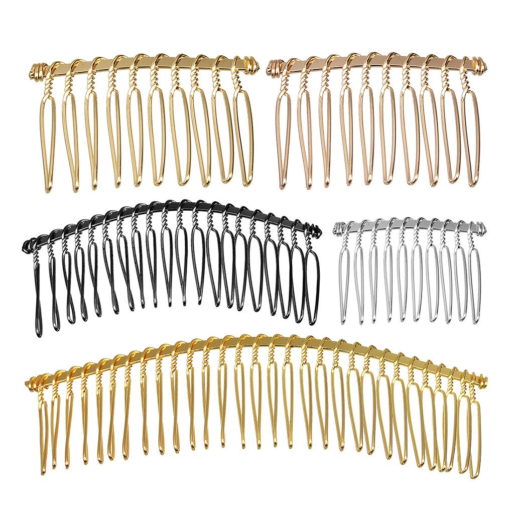 4x6pcs DIY Blank Metal Hair Clips Side Comb 20 Teeth Hair Accessories Gold