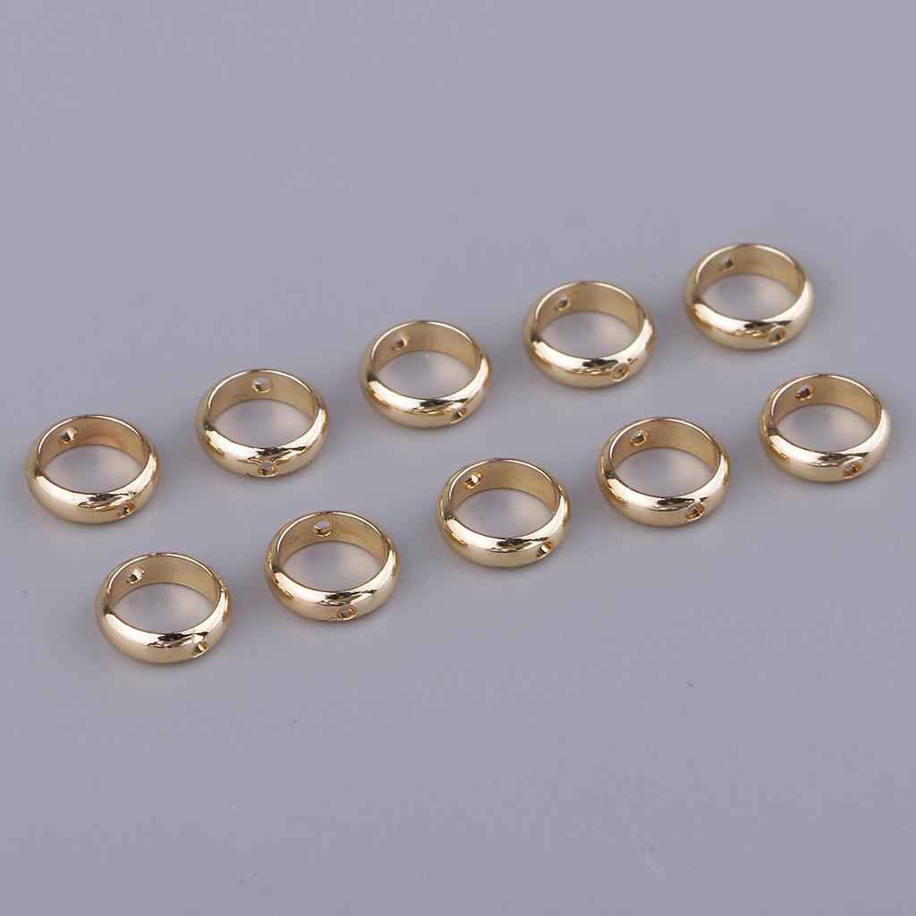 10Pc Metal Beads Circle Rings with Double Hole DIY Jewelry Making Gold 6mm