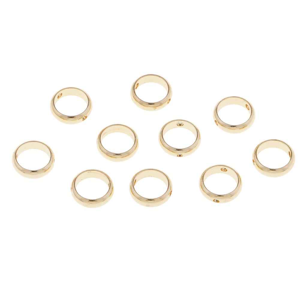10Pc Metal Beads Circle Rings with Double Hole DIY Jewelry Making Gold 6mm