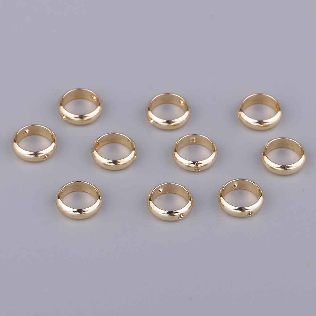 10Pc Metal Beads Circle Rings with Double Hole DIY Jewelry Making Gold 6mm