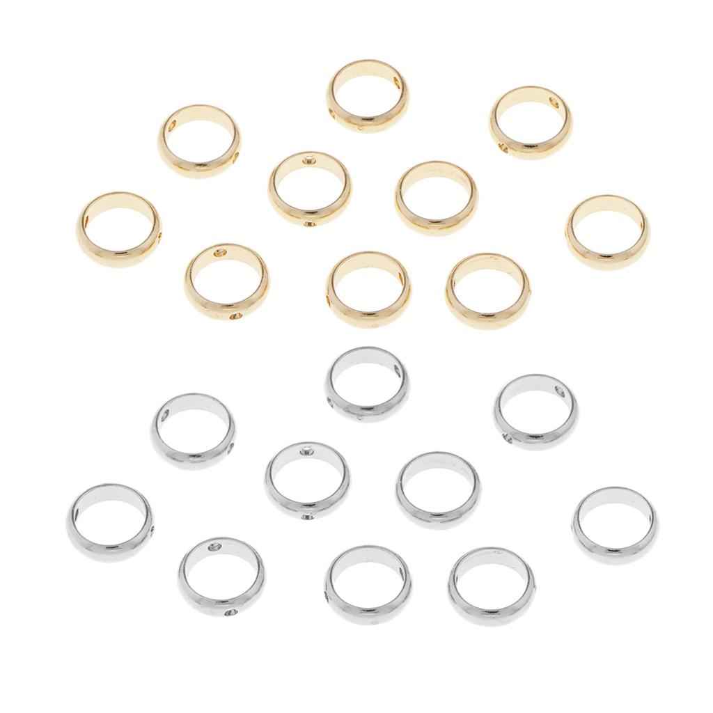 10Pc Metal Beads Circle Rings with Double Hole DIY Jewelry Making Gold 6mm