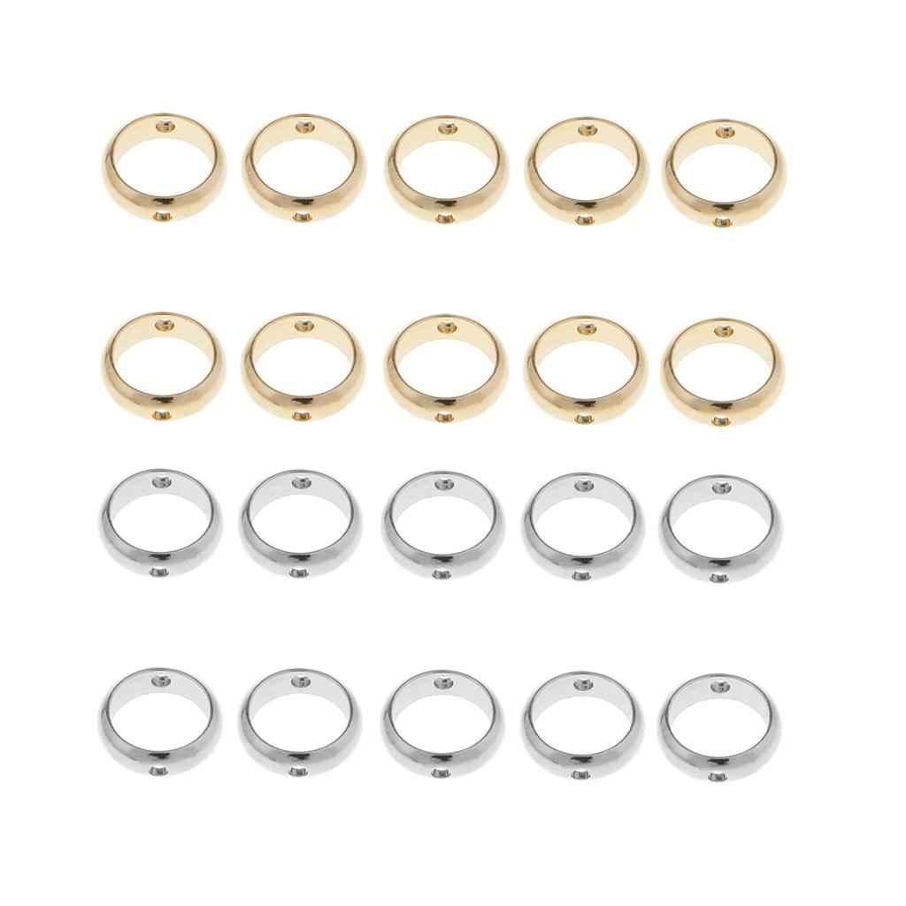 10Pc Metal Beads Circle Rings with Double Hole DIY Jewelry Making Gold 6mm