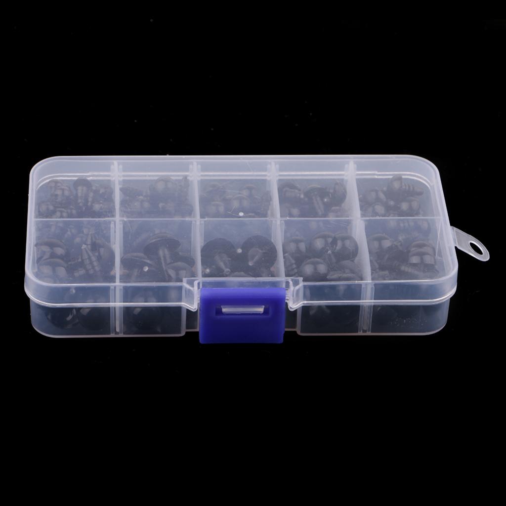 2x142 Pieces Assorted Size Plastic Safety Eyes with Washers for Dolls Making