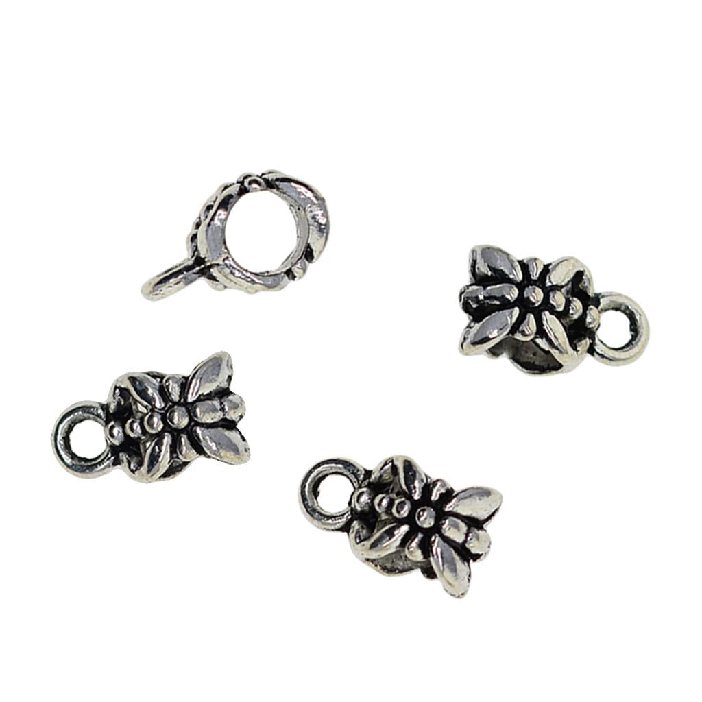 2x100Piece Tibetan Silver Hanger Bail Tube Beads Connectors for Jewelry Making