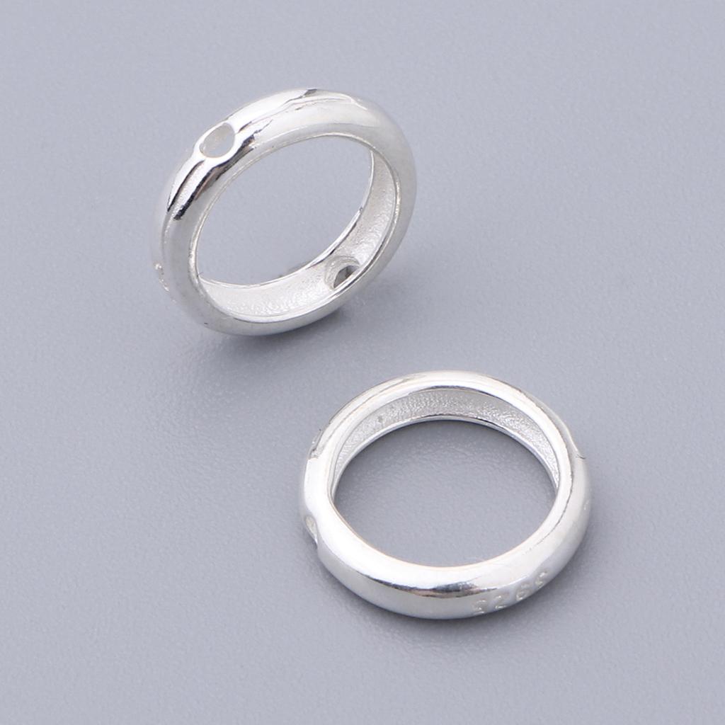 4x2 Pieces 925 Sterling Silver Round Frame Bead Fine Jewelry Findings DIY S