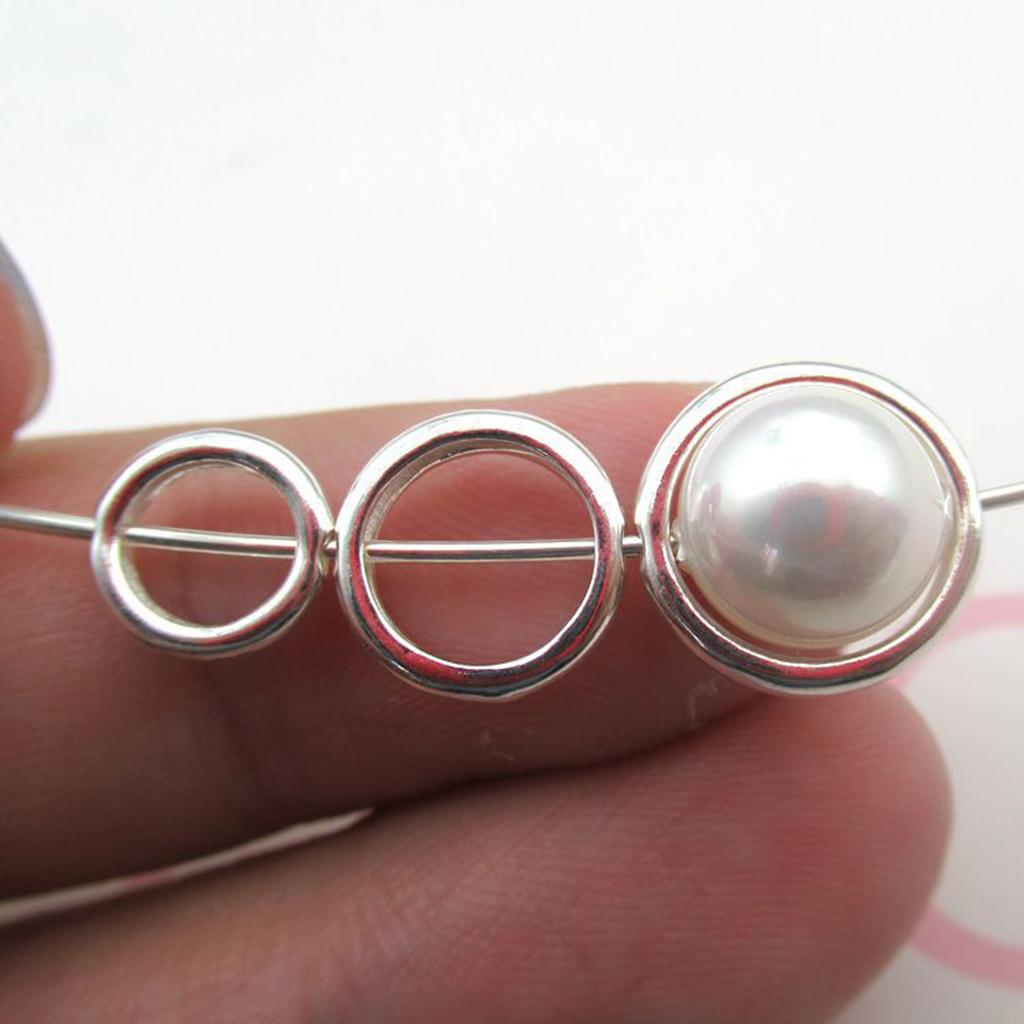 2x2 Pieces 925 Sterling Silver Round Frame Bead Fine Jewelry Findings DIY S