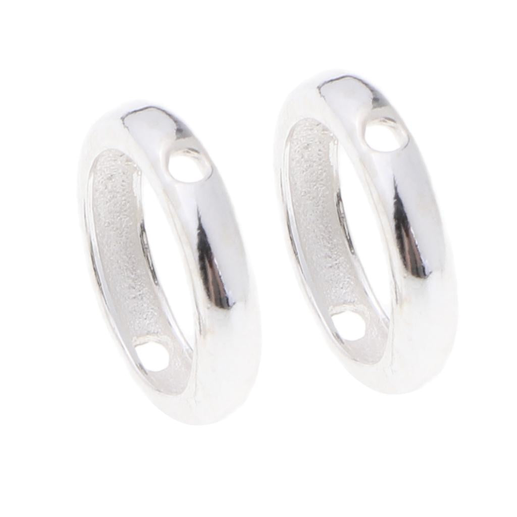 3x2 Pieces 925 Sterling Silver Round Frame Bead Fine Jewelry Findings DIY S