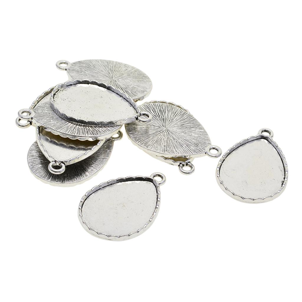4x10 x Tibetan Silver Blank 30 x 40 Drop cabochon Bezel Base Pendants