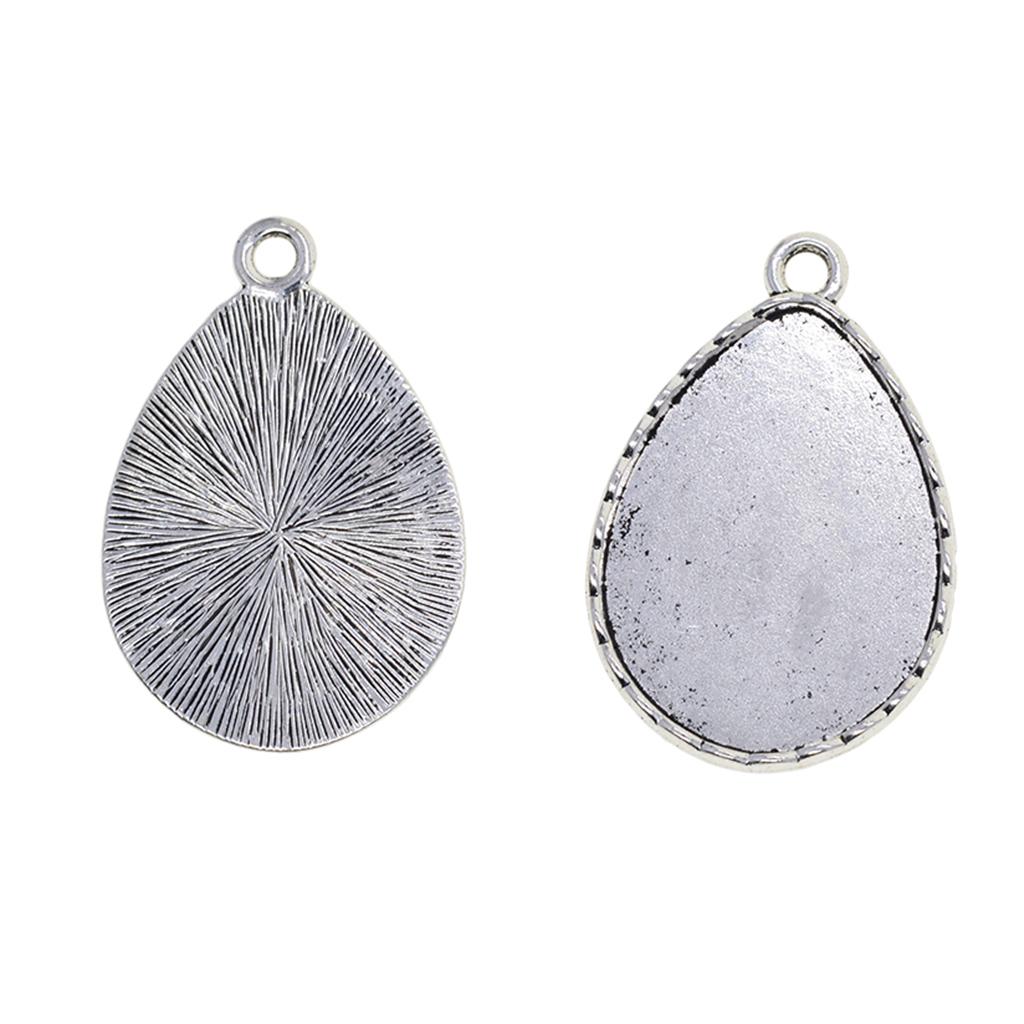 4x10 x Tibetan Silver Blank 30 x 40 Drop cabochon Bezel Base Pendants