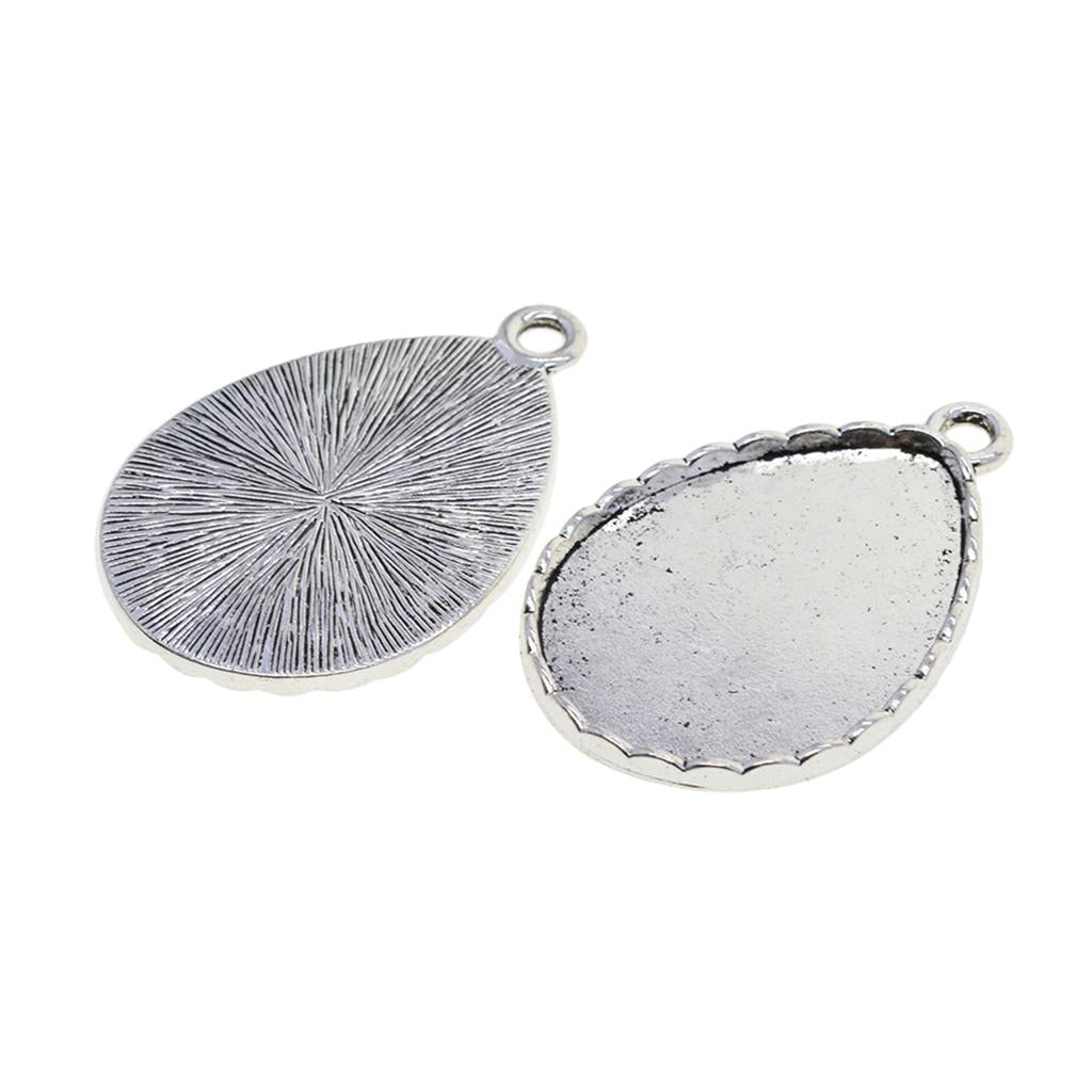 4x10 x Tibetan Silver Blank 30 x 40 Drop cabochon Bezel Base Pendants