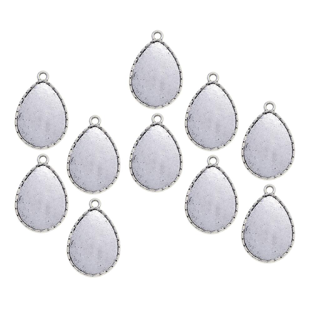 4x10 x Tibetan Silver Blank 30 x 40 Drop cabochon Bezel Base Pendants
